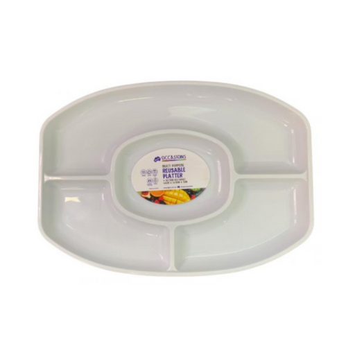 PLATTER 4 SECTIONAL OVAL 46x32.5x3cm WHITE