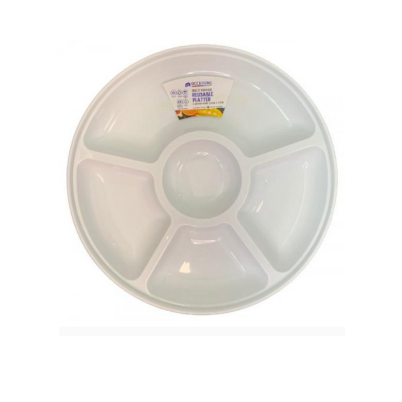 PLATTER 5 SECTIONAL ROUND PP 31.5x3.7cm WHITE