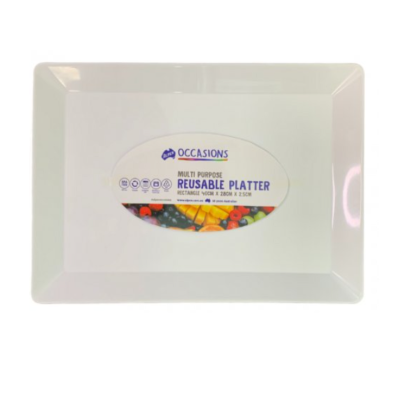 PLATTER RECTANGLE PP 40x28x2.5cm WHITE