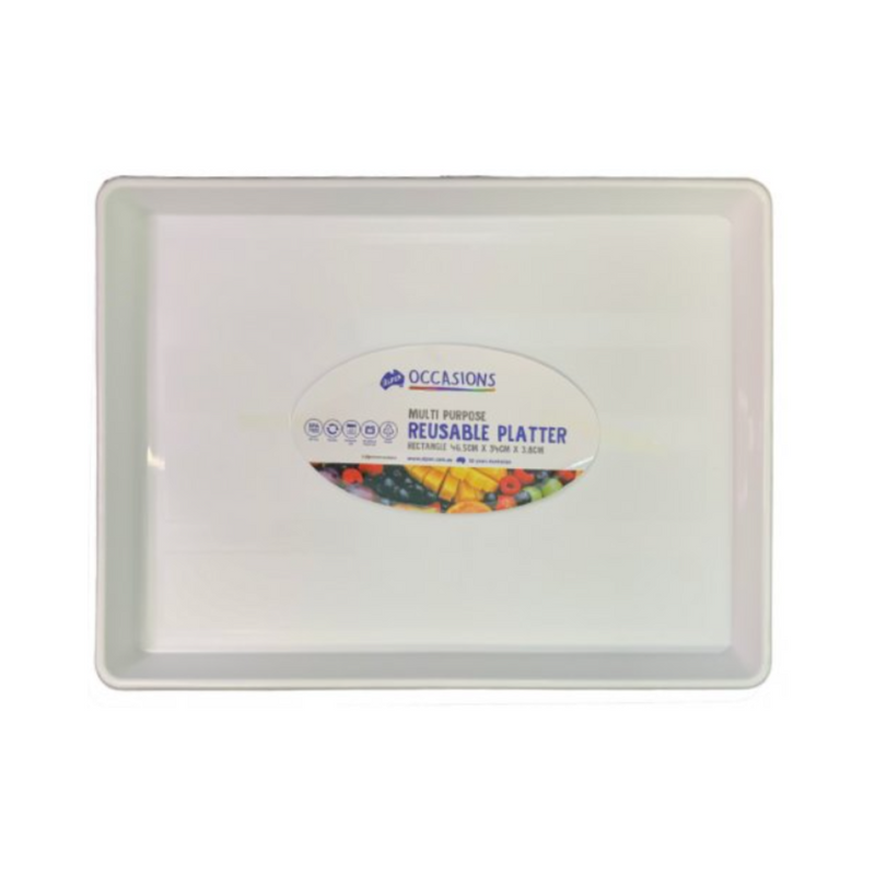 PLATTER RECTANGLE SLAB CAKE 46.5x34x3.8cm WHITE