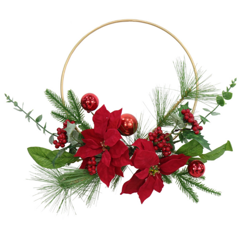 POINSETTIA Half WREATH WIRE RING 40cm