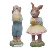 Polyresin Bunny with Egg 3.9x4.2x8.7cm 2 Assorted