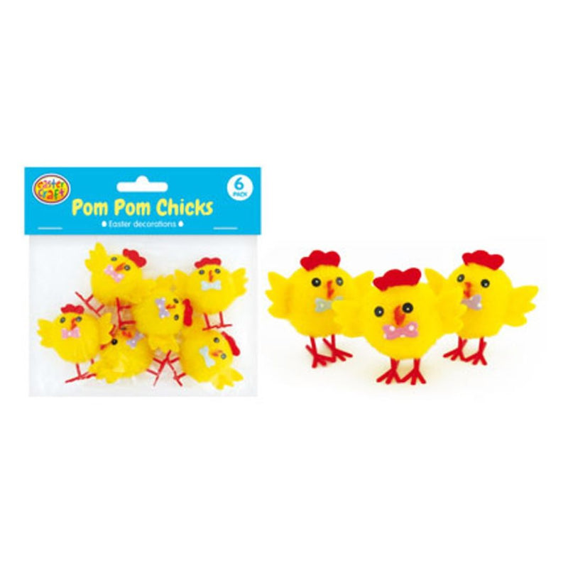 Pom Pom Chicks 4cm pack of 6