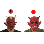 Red Devil Black Horns Latex Mask