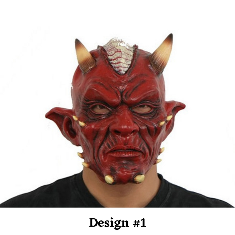 Red Devil Black Horns Latex Mask