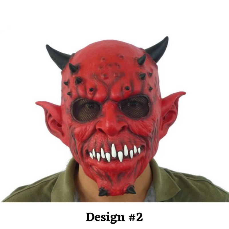 Red Devil Black Horns Latex Mask