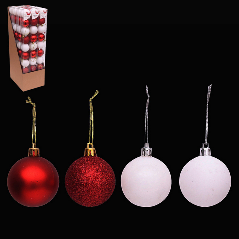 Red/White Baubles 5cm Pack of 10