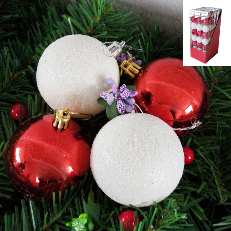 Red/White Baubles 6cm Pack of 8