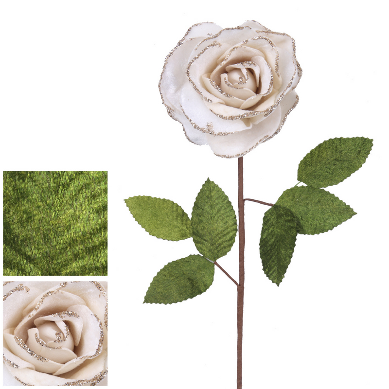 Ronis Rose Stem Velvet 55cm Ivory