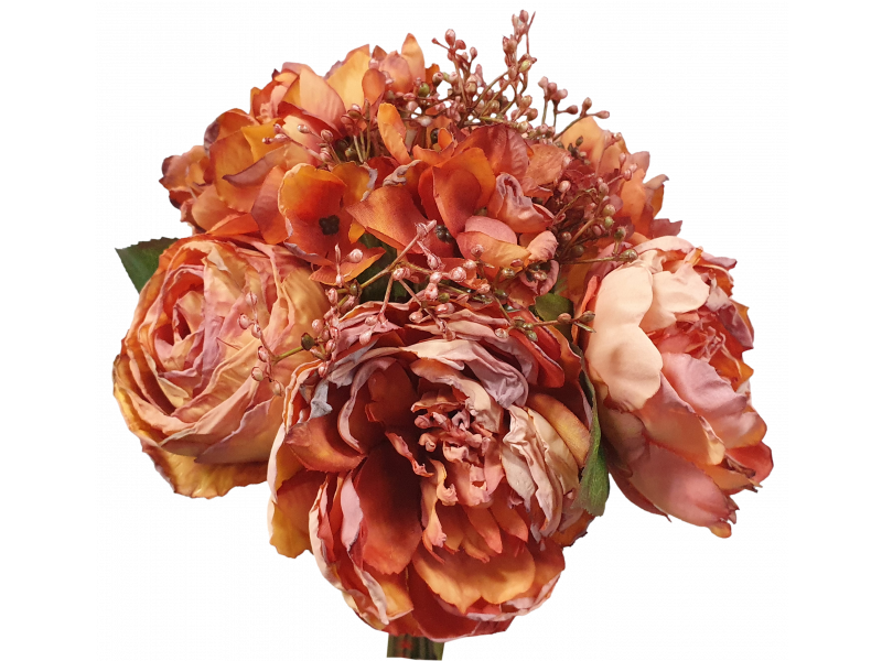 Dried Peony Hydrangea Bouquet Orange