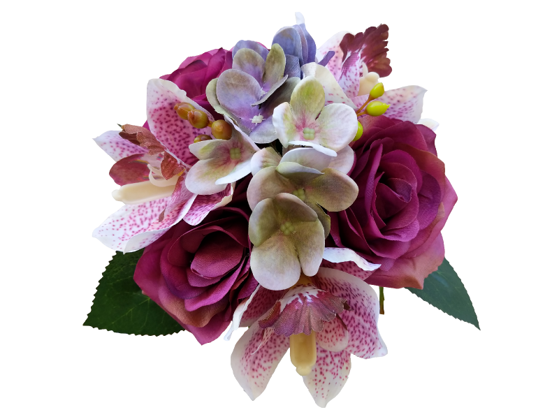 Rose Hydrangea and Cymbidium Orchid Bouquet Purple L5xW17xH29