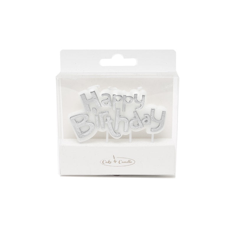 Silver Happy Birthday Candle Plaque