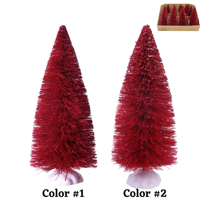 Ronis Sisal Trees Snowcapped in PDQ 14.3cm Red