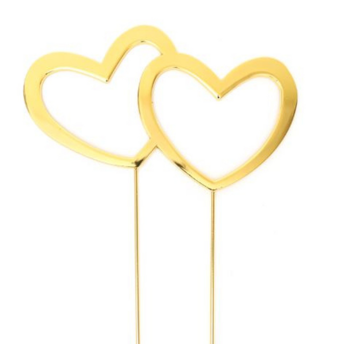 RONIS SUGAR CRAFTY DOUBLE HEART CAKE TOPPER GOLD PLATED