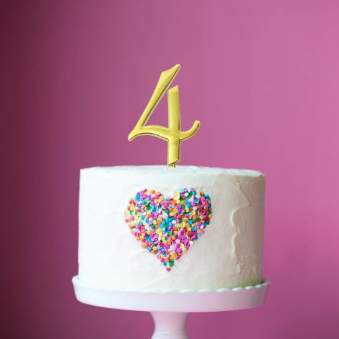 Gold Cake Topper (7Cm) - Number 4 — Ronis