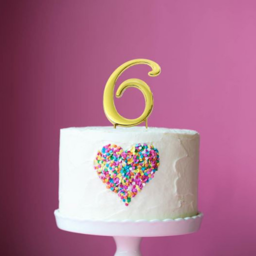 RONIS SUGAR CRAFTY NUMBER 6 CAKE TOPPER 7CM GOLD