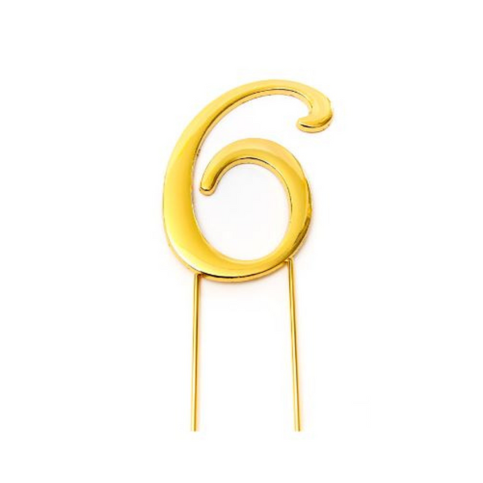 RONIS SUGAR CRAFTY NUMBER 6 CAKE TOPPER 7CM GOLD