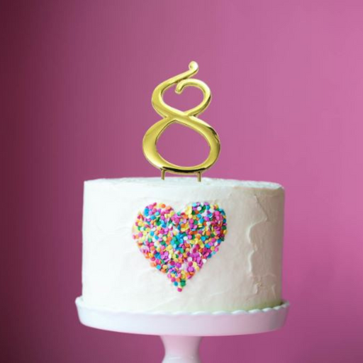 RONIS SUGAR CRAFTY NUMBER 8 CAKE TOPPER 7CM GOLD