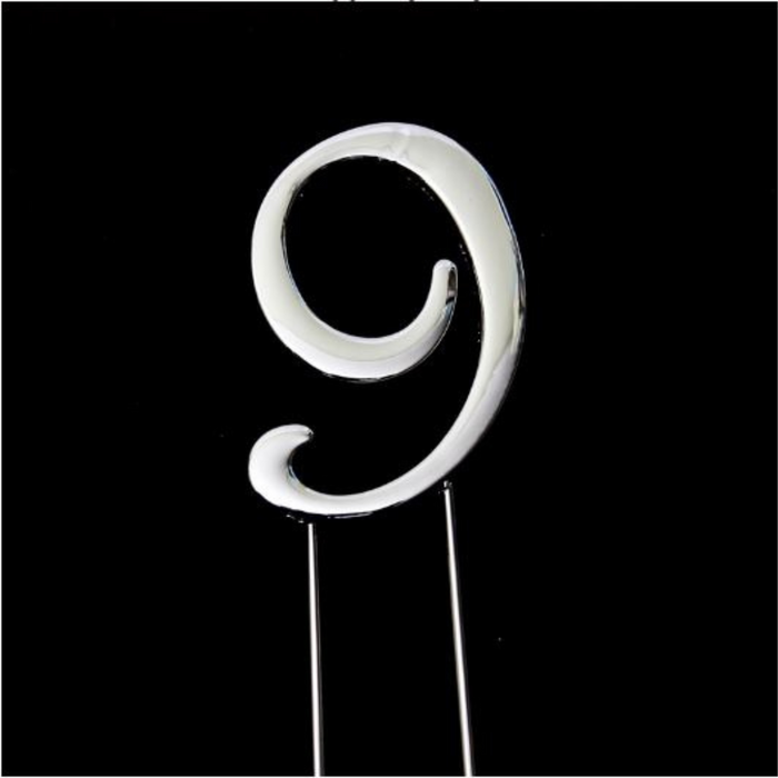 RONIS SUGAR CRAFTY NUMBER 9 CAKE TOPPER SILVER 7cm