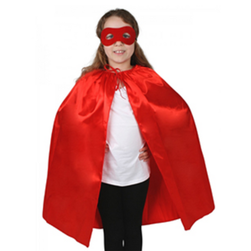Super Hero Satin Cape and Eye Mask Child Red