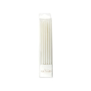 Tall Cake Candles Pearlised White Pack Of 12 - 12Cm