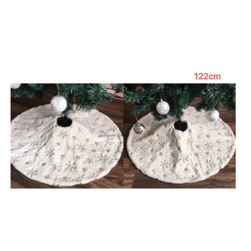 RONIS TREE SKIRT FLANNEL WITH SNOWFLAKE SEQUINS 122CM 2 ASSTD