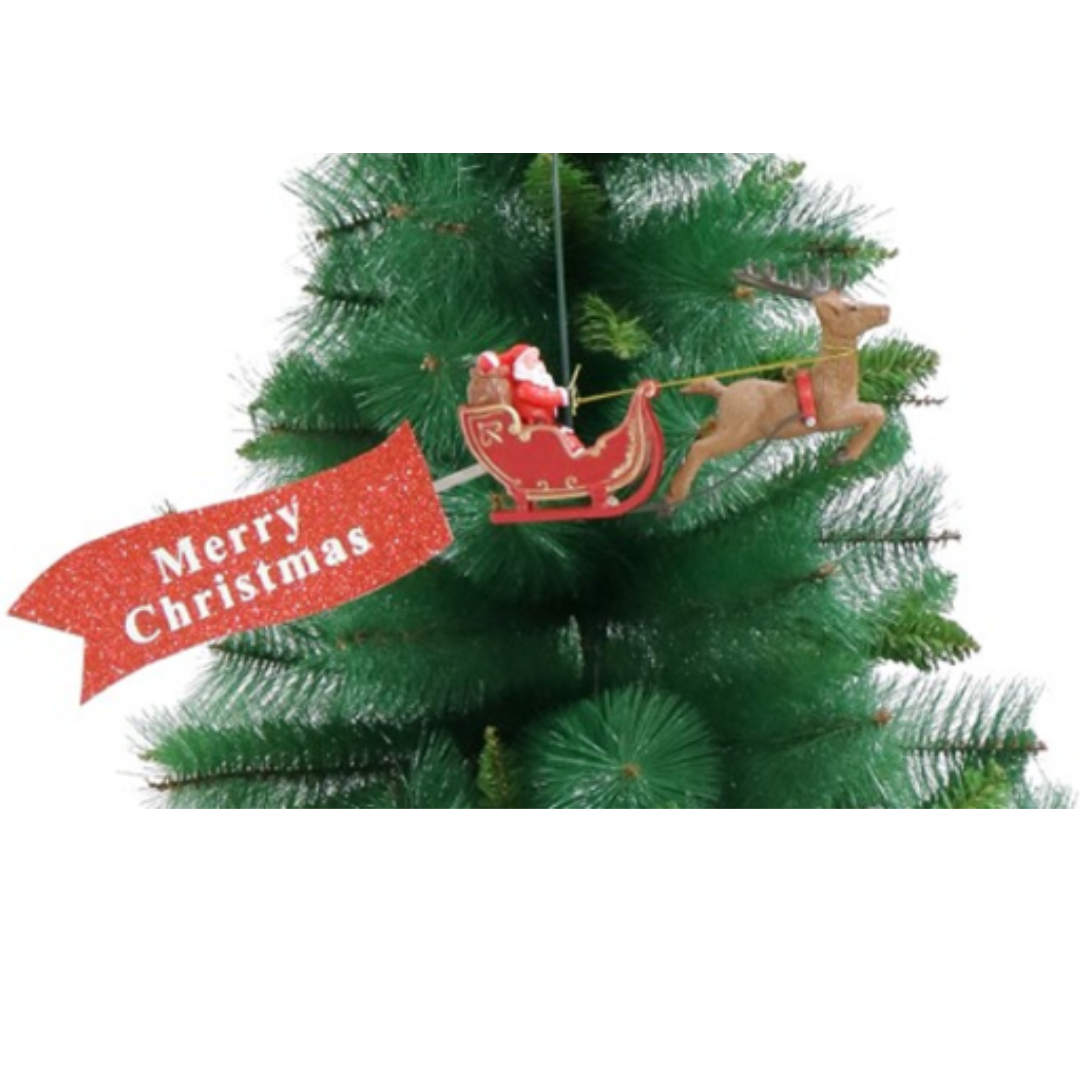Tree Topper Flying Santa Sleigh Reindeer