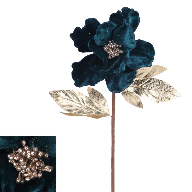 Ronis Velour Flower 60cm Emerald Green