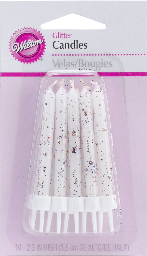White Glitter Candles 2.3-inch