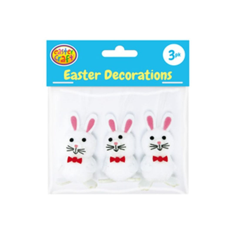 White Pom Pom Bunnies with Bow Ties