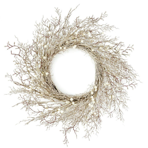 RONIS WREATH WITH PEARL BERRIES 55CM GOLD GLITTER