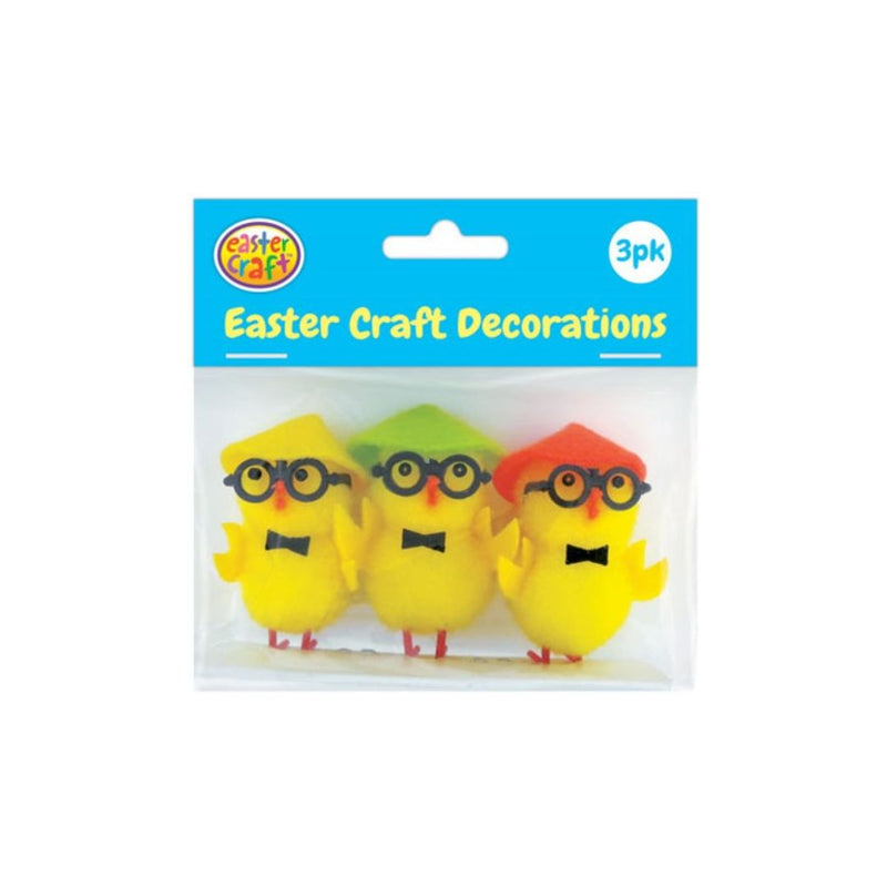 Yellow Pom Pom Chicks with Kasa Hats 3 Pack